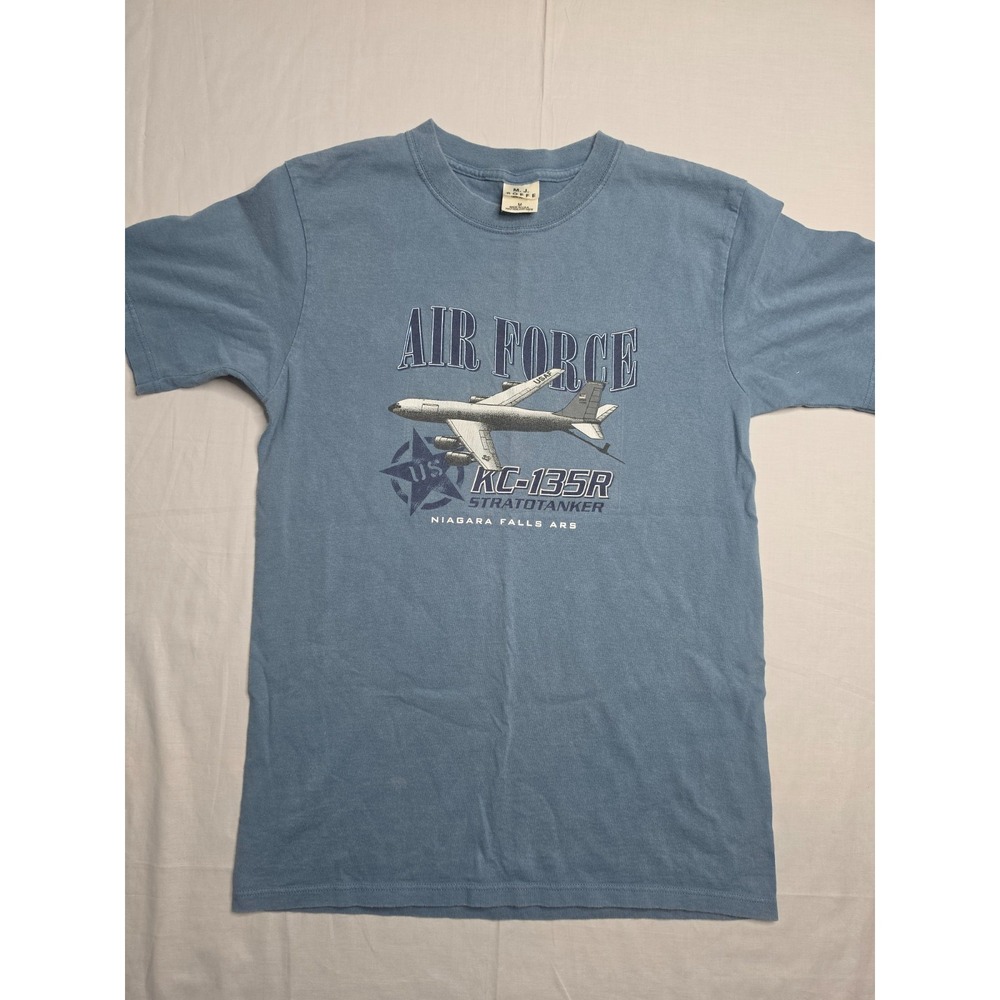 VTG M.J. Soffe T-Shirt Men Medium Blue US Air Force KC-135R Stratotanker Graphic